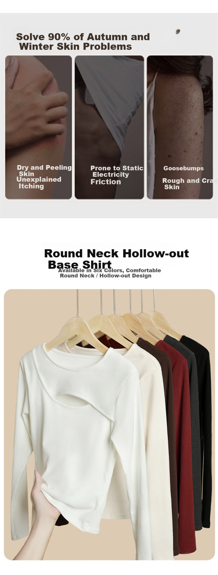 MiiOW Women's Round Neck Hollow Out Base Shirt 2025 Autumn New Simple 7A Grade Antibacterial Silk Protein Top 6