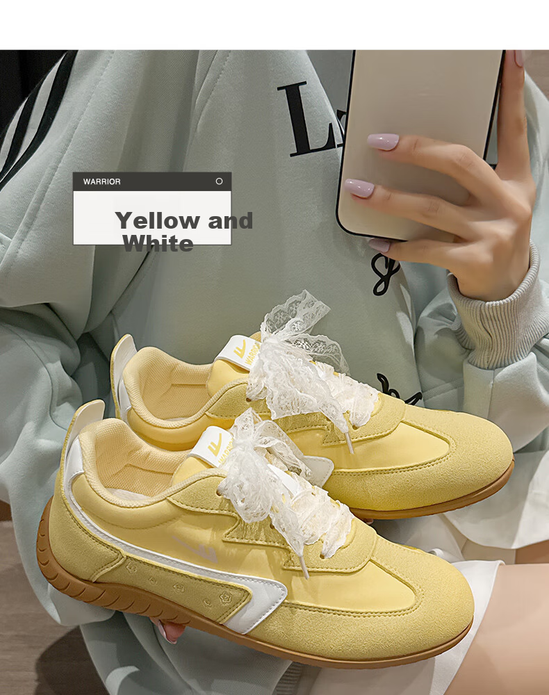 Warrior Women's 2026 Spring A-Gan Flat Casual Shoes Trendy Student Sneakers Off-White Size 36 8