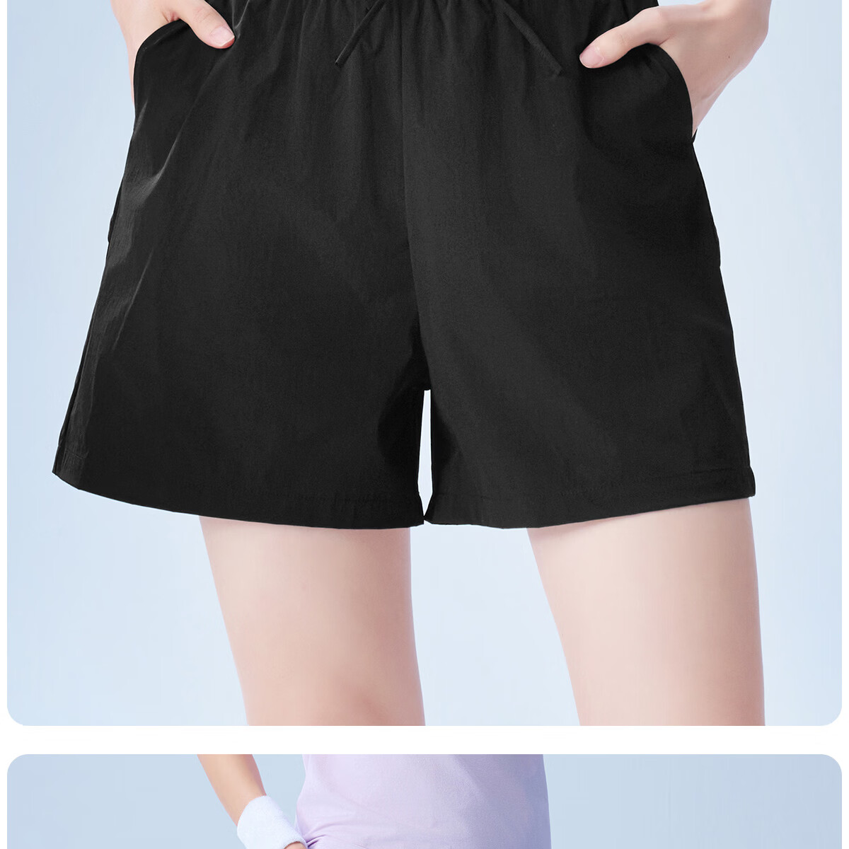 361° Women's Cooling Sports Shorts Summer New Breathable Training Fitness Running Black Casual Knee-Length Pants 25