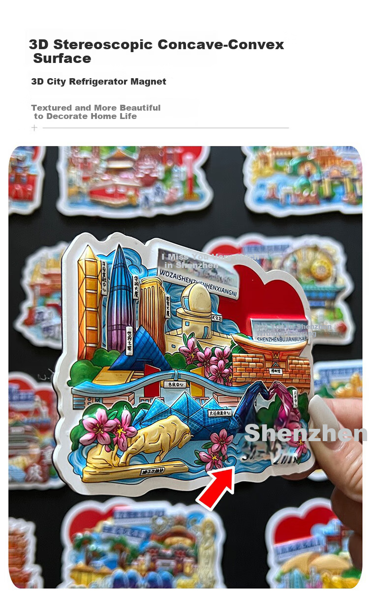 Yi Ju Changning Tourist Attraction City Refrigerator Magnet Souvenir Gift for Friends PVC Hangzhou Style 3