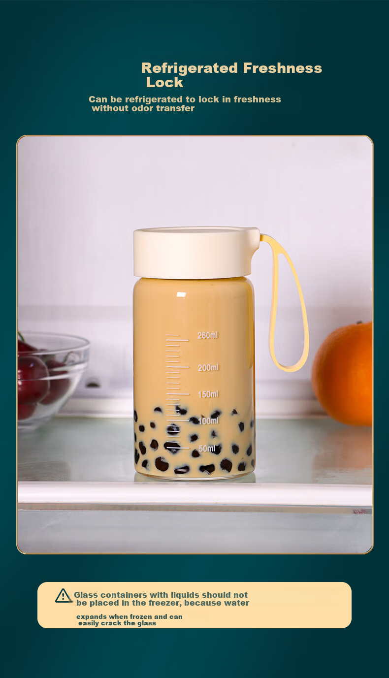 Baijie Borosilicate Glass Cup Portable 400ml Measuring Tea Coffee Soy Milk Milk Cup for Women 5
