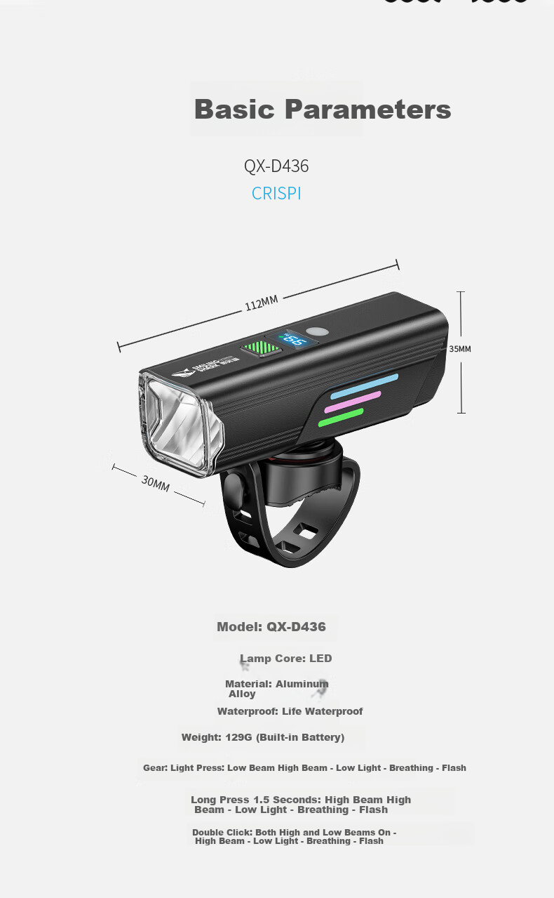 Smile Shark D436 Bicycle Front Night Light High Brightness Rechargeable Long Battery Life Road Night Riding Equipment 9