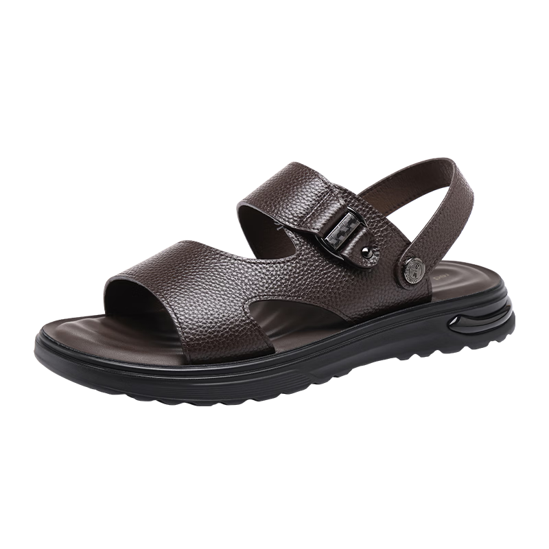 Red Dragonfly Men's Leather Dual-Wear Sandals Outdoor Soft Sole Trendy Comfortable Beach Casual Shoes WTT261112 Brown Size 41