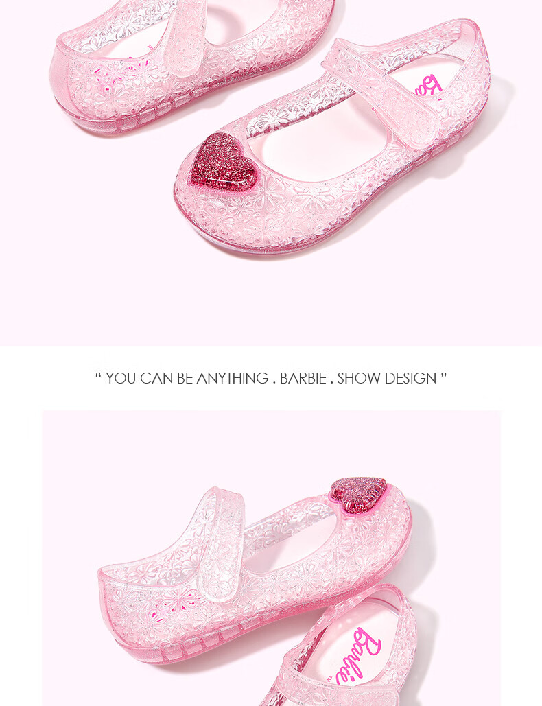 Barbie Girls Summer Closed-Toe Sandals Fashion Crystal Outdoor Jelly Shoes DA7250 Pink Size 25 6
