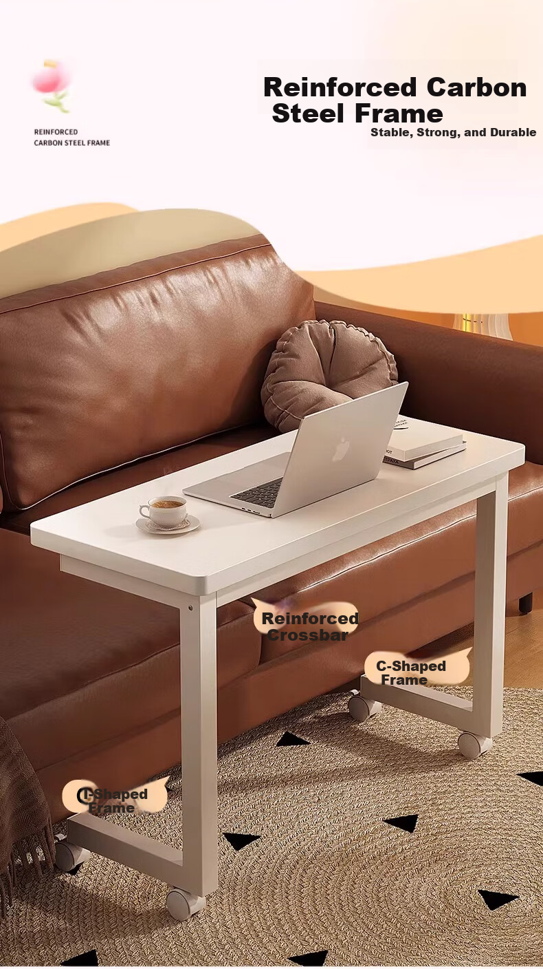 Yaoying Mobile Computer Desk Bedside Table Student Study Desk Home Simple Office Desk YLZ09 White 60*40cm 4