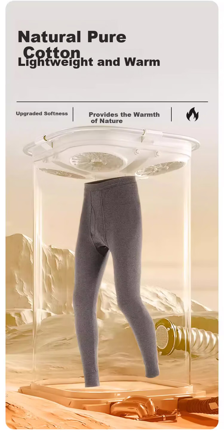 Yalu 100% Cotton Anti-Mite Anti-Static Men's Thermal Long Johns Thin Winter Warm Cotton Antibacterial Underwear 14