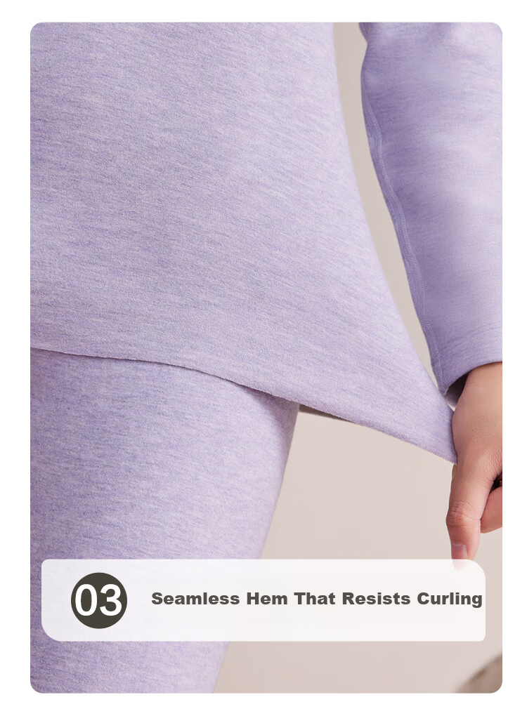 Hodo Home Seamless Thermal Underwear Set for Women Autumn Winter Color-Spun Fleece with Cashmere and Mulberry Silk 9