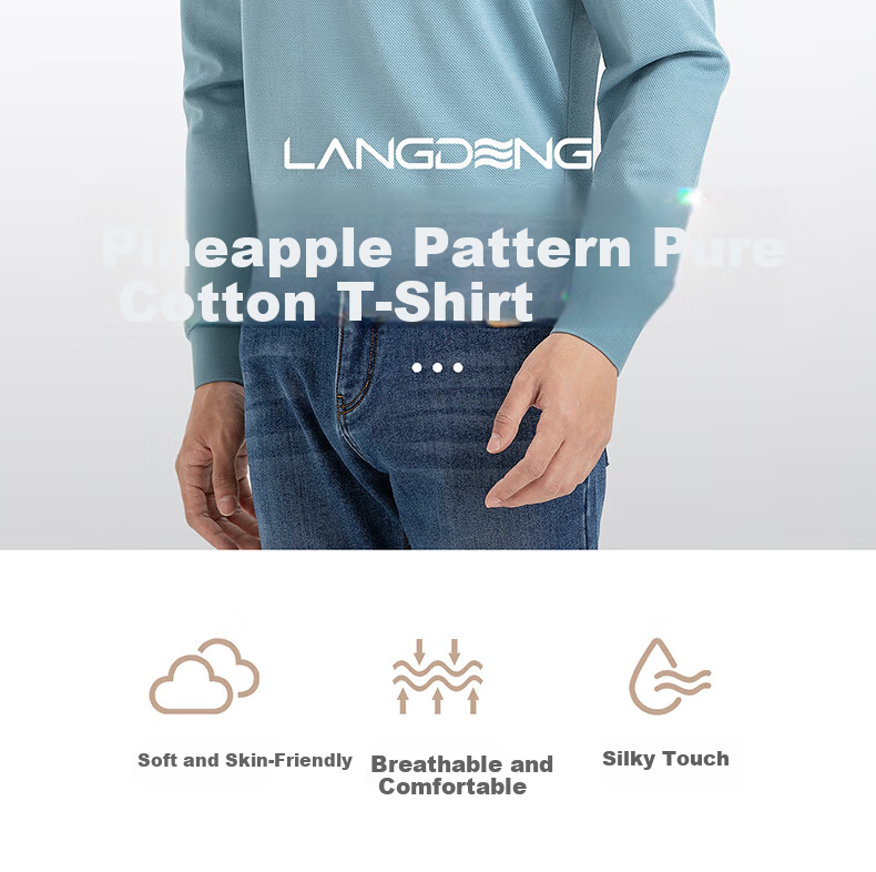 Langdeng [Non-Deforming Collar] Long Sleeve Polo Shirt Men Langdeng 2025 Spring Autumn New Business Casual Men's Collared T-Shirt 3