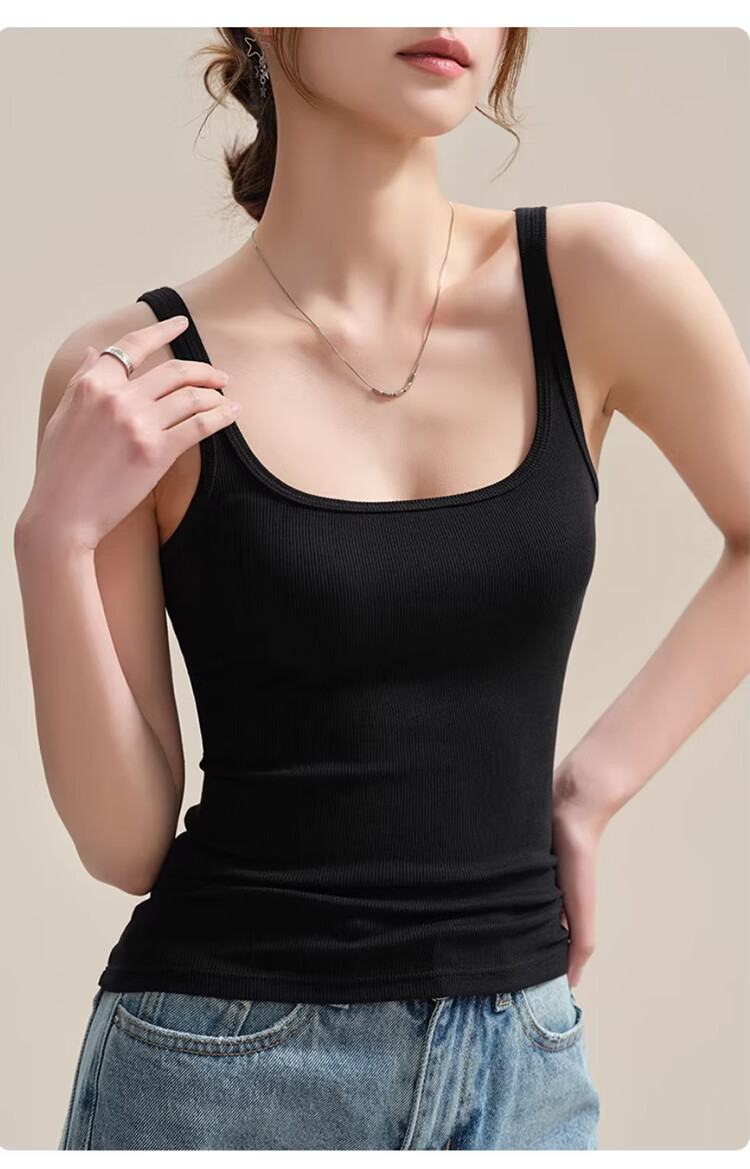 GUJIN Cotton Blend Side Coverage Thin Strap Camisole Vest for Women, No Chest Pad, Base Layer Top, Suitable for Outerwear and Blazer Innerwear, Size M 13