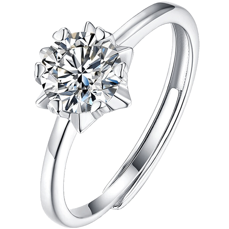 Lao Feng Xiang - Carat Moissanite Diamond Engagement Ring Pure Silver Women's Single Ring Valentine's Day Gift for Girlfriend Wife