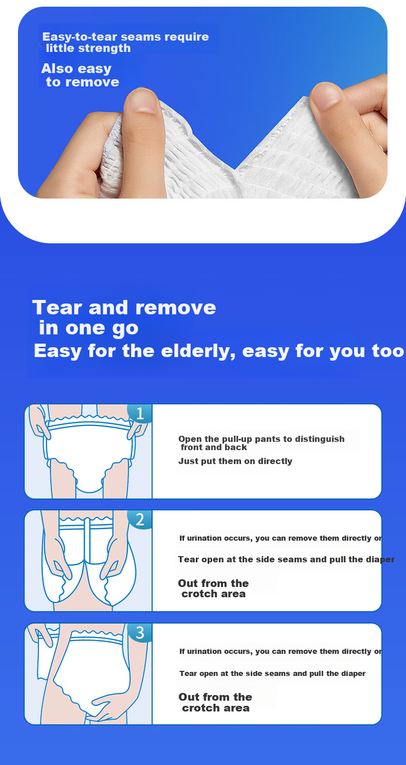 Kefu Lightweight Breathable Adult Pull-Up Diapers L60 Pieces Hip Circumference 95~120cm Incontinence Underwear for Elderly and Pregnant Women 5
