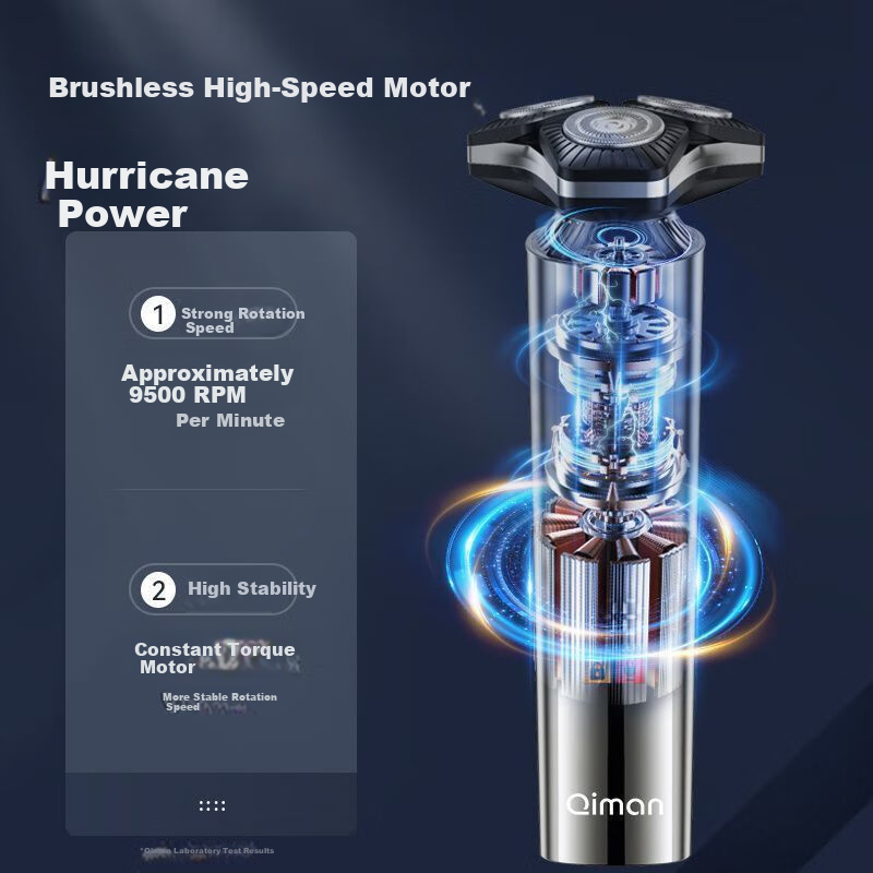 Qiman Electric Shaver for Men Rotary Beard Trimmer Waterproof Rechargeable Portable with 3 Replacement Blades Gift for Father Husband Birthday Valentine's Day