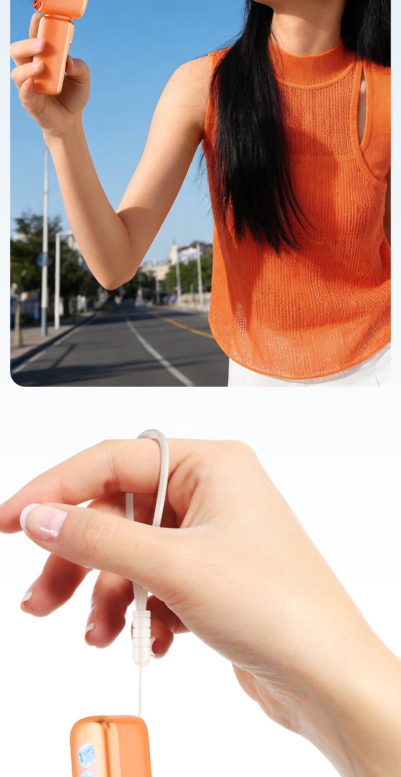 Kelang Xingsheng Handheld Fan 3000mAh Long Battery Life 199-Speed Ultra High Wind Type-C Charging Mini Outdoor Student Dormitory Silent Bladeless Fan FS966 Sky Blue 10