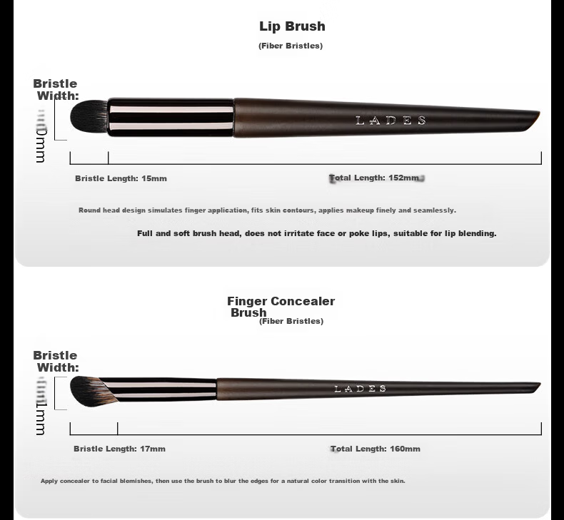 LADES Wooden 15-Piece Makeup Brush Set Animal Hair Powder Brush Lip Brush Concealer Brush Beauty Tools 20