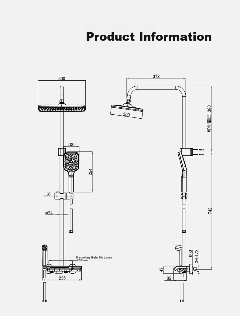 Micoe M3 Series Four-Function Piano Button Shower Set Household Bathroom Pressurized Shower Kit 2