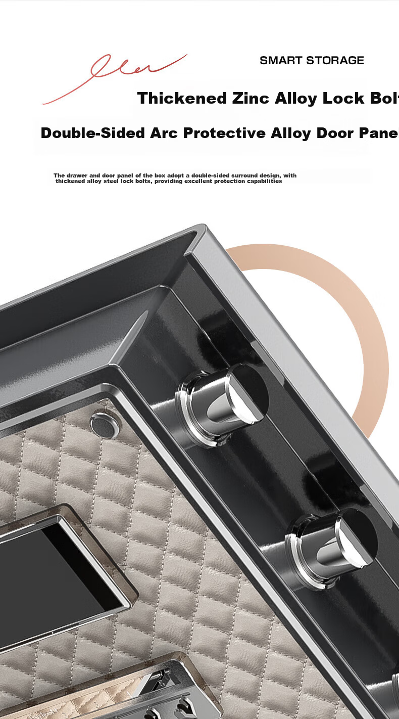 Tiger Brand Home Smart Bedside Safe Small All-Steel Integrated Hidden Anti-Theft Anti-Move Jewelry Storage Cabinet Elegant White Drawer Wireless Charging WIFI Unlock 14