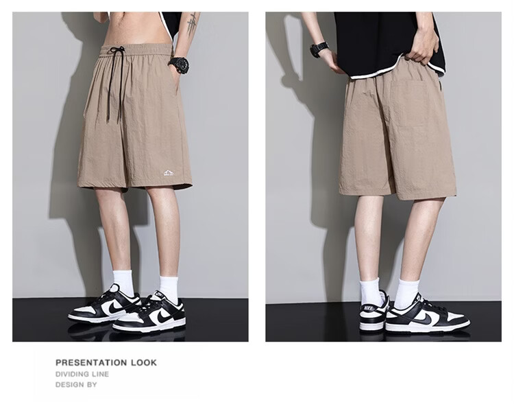 GLM Men's Summer Thin Ice Silk Casual Shorts Loose Sports Beach Mid-Length Pants 22