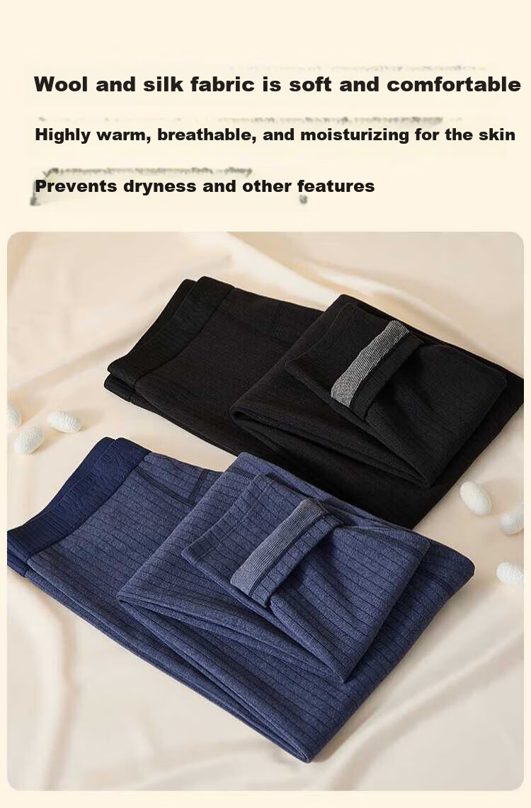 Caiyue Men's Thermal Long Johns with Antibacterial Warm Ginger Wool and Silk, 7A Grade, Inner Crotch Design, Base Layer Pants 5
