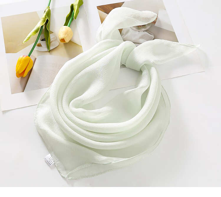 Hangsi Mansion Pure Color Custom Mulberry Silk Scarf Silk Pearl Gauze Square Scarf Birthday Gift for Mom Women's Festival 30