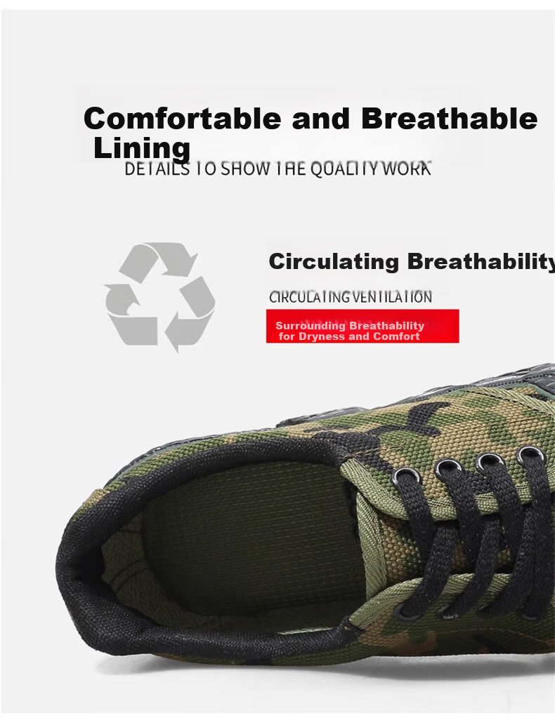 Anxianda Safety Work Shoes Liberation Shoes Construction Camouflage Shoes Unisex Military Training Rubber Shoes Wear-Resistant Non-Slip Canvas Outdoor Hiking Farming Low-Top Sneakers Camouflage Color  8