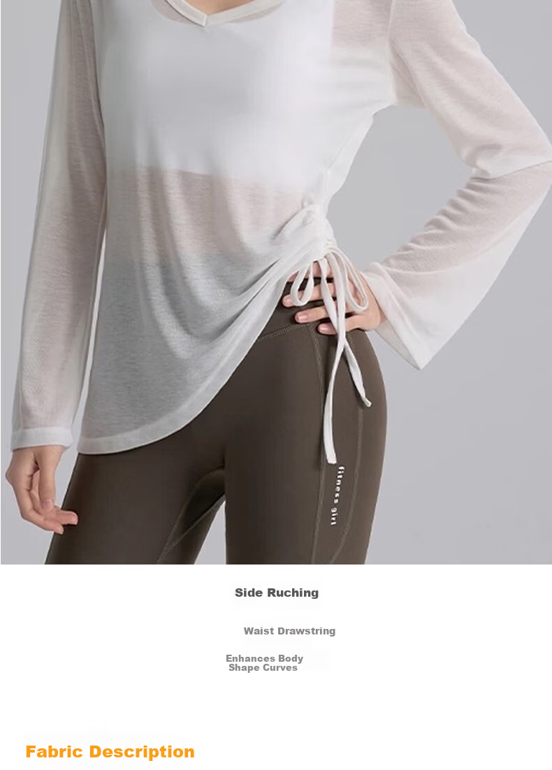 LangSha Women's Long Sleeve Breathable Slim Fit Casual Sports Yoga Top Layer Shirt 4