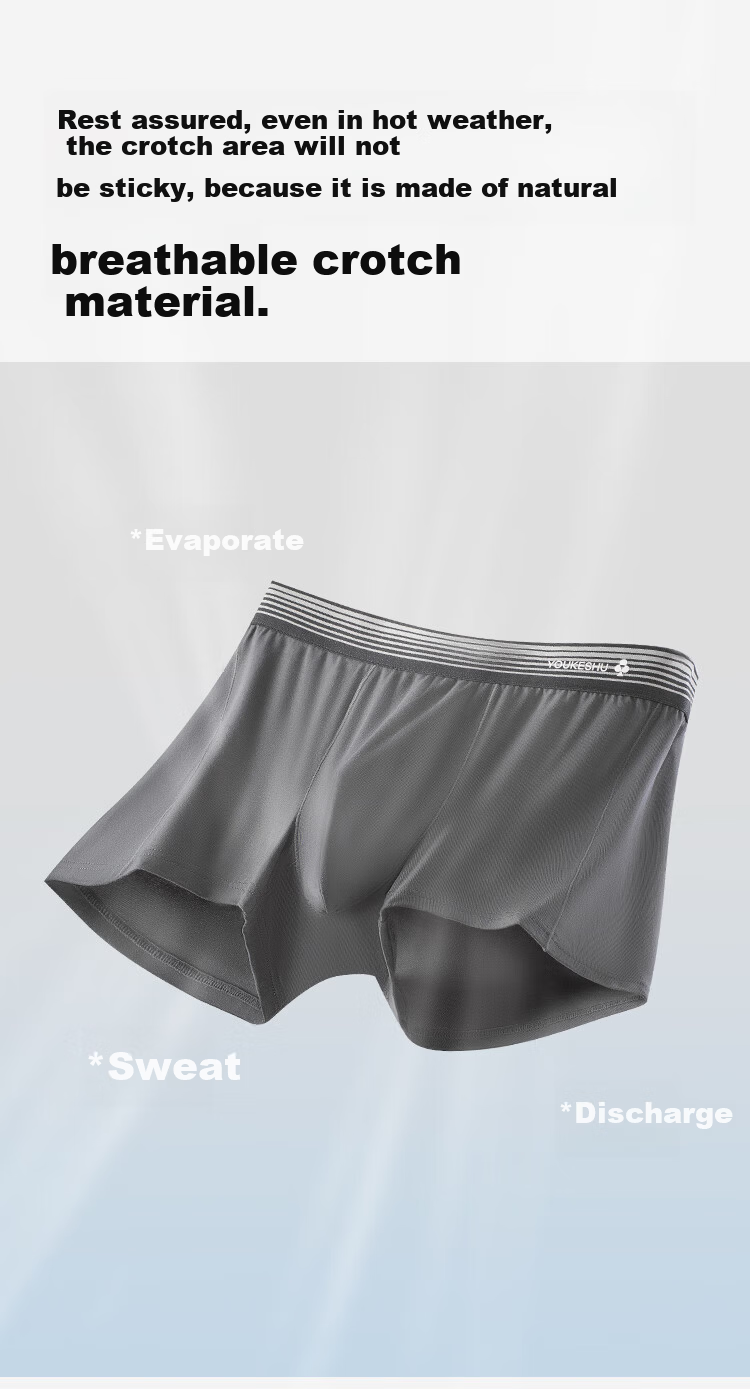 YOUKESHU Modal Men's Underwear 10A Antibacterial Mulberry Silk Gusset Men's Boxer Briefs Plus Size 3-Pack 2