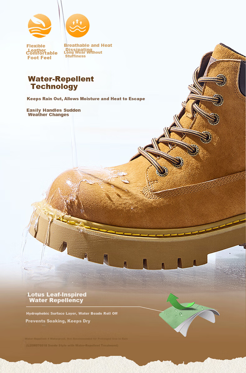 CAMEL [Shanyue] Women's Work Boots Trendy Thick-Soled Martin Boots L25W076018R Earth Yellow (Suede Lining) Size 37 22