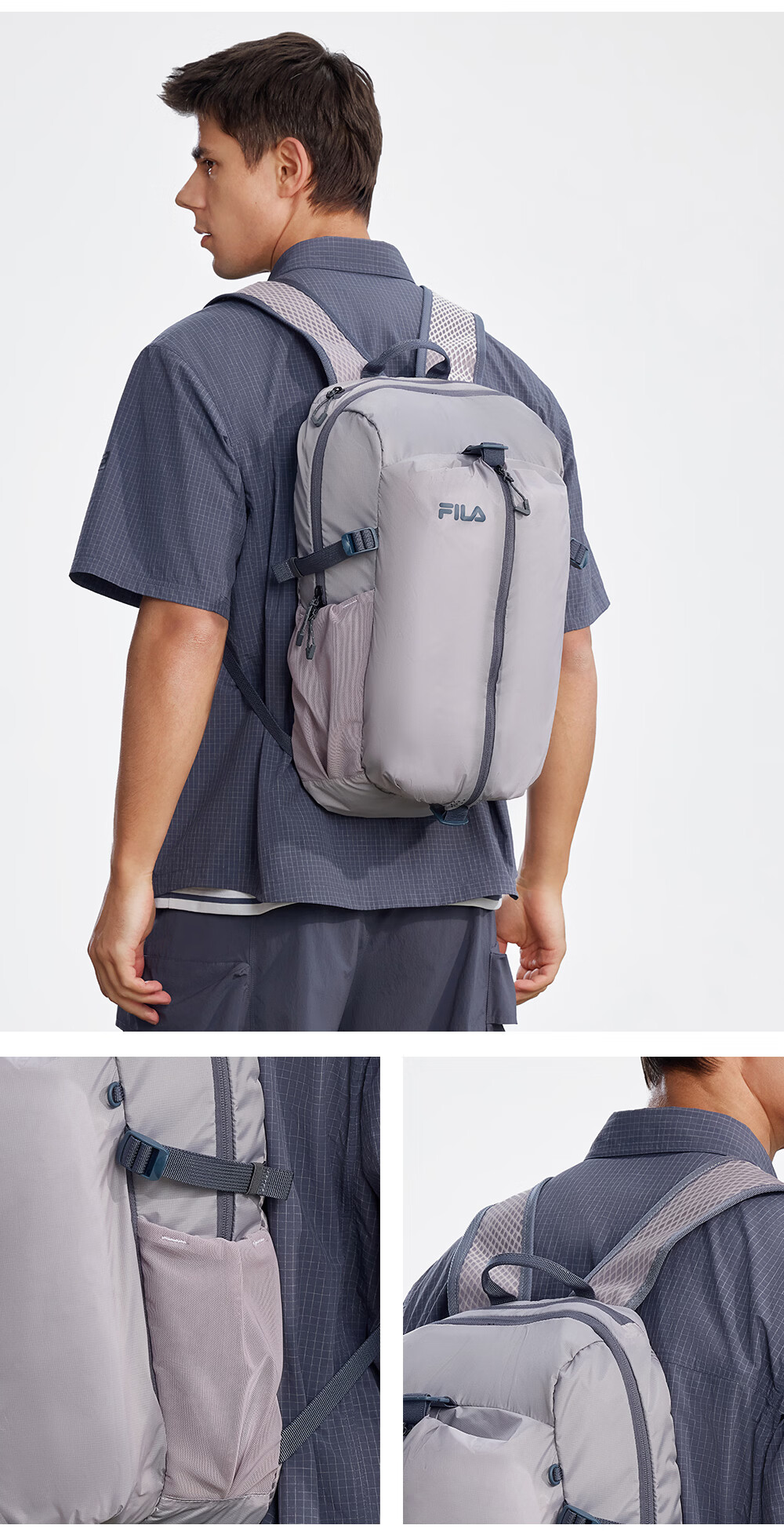 FILA Official Men's Backpack 2026 Summer Outdoor Sports Foldable Shoulder Bag School Laptop Bag 8