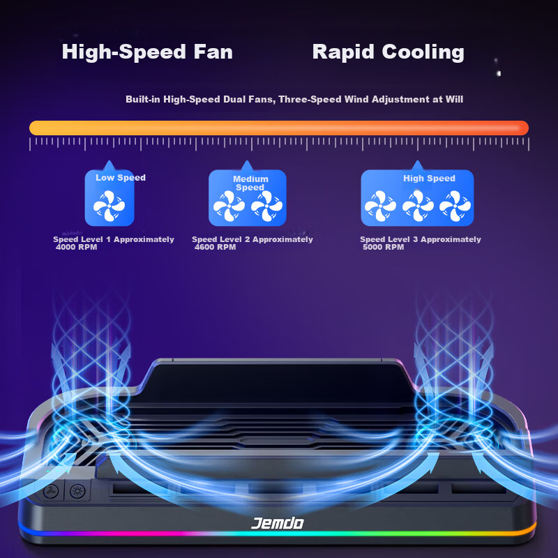 Jemdo Cooling Base Fan for Nintendo Switch 2 OLED Storage Stand Cooling Device NS Auto Start-Stop Game Card TV Mode Accessory