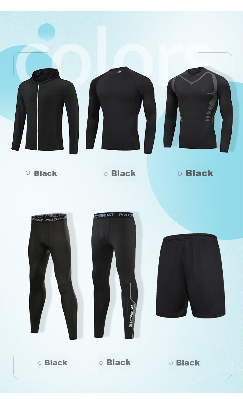 BURUITE Running Sports Suit Men's Basketball Badminton Fitness Clothing Quick-drying Clothes High Elastic Training Morning Running Tight-fitting Clothes 5