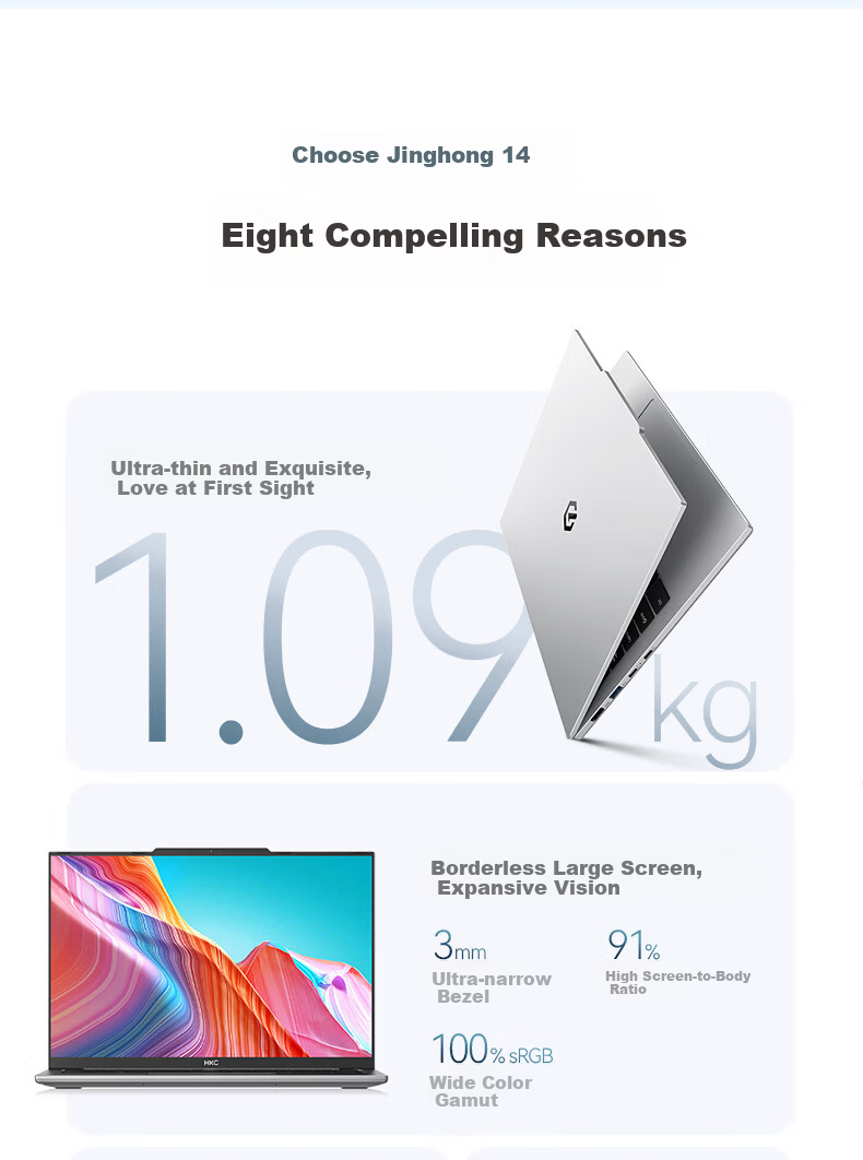 HKC Jinghong 14 Lightweight Laptop 14-inch High-Performance Gaming Notebook 13420H 16GB 1TB FHD Silver 2