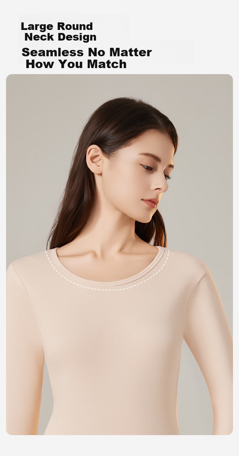 Urban Beauty 100% Cotton Thermal Underwear Set for Women Autumn Top and Bottom Thin Winter 10A Antibacterial Anti-Mite Anti-Static 8