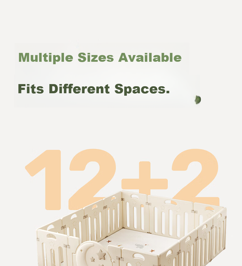 BG-BABYGO Star Moon Playpen Baby Indoor Floor Mat Protective Fence Living Room Baby Gift 31