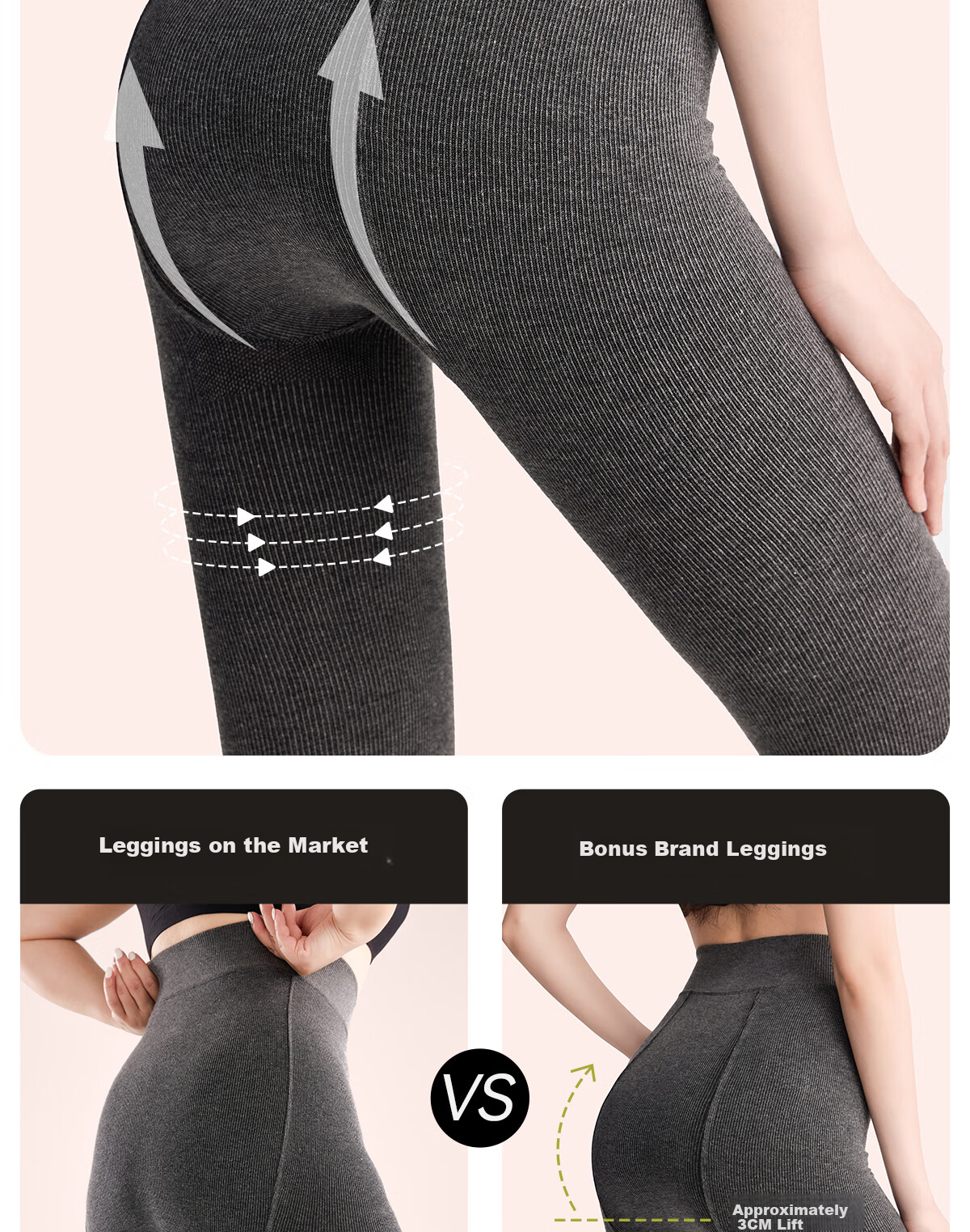 BONAS 26 New Women's Leggings with Fleece Lining, Bare-Leg Effect, Autumn And Winter Cotton Vertical Striped Thick Warm Slimming Tights 10