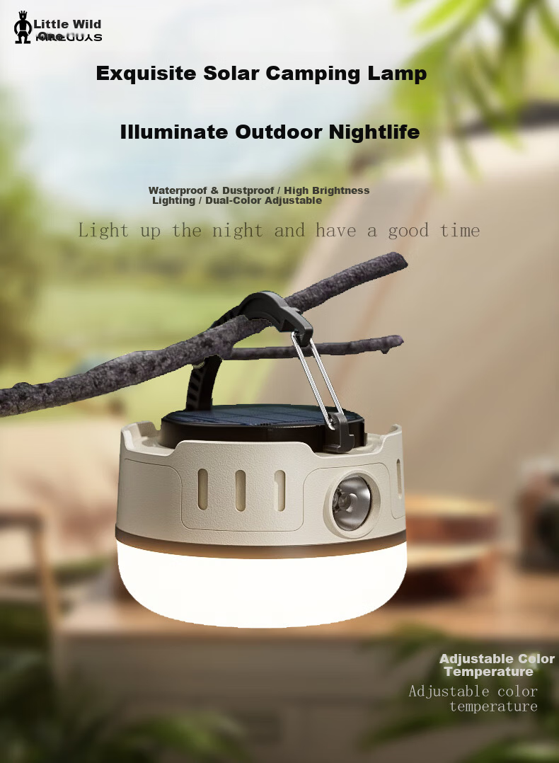 Xiaoyeren Solar Outdoor Camping Light Long-lasting Tent Atmosphere Yard Rechargeable Night Market Small Hanging Lamp 2
