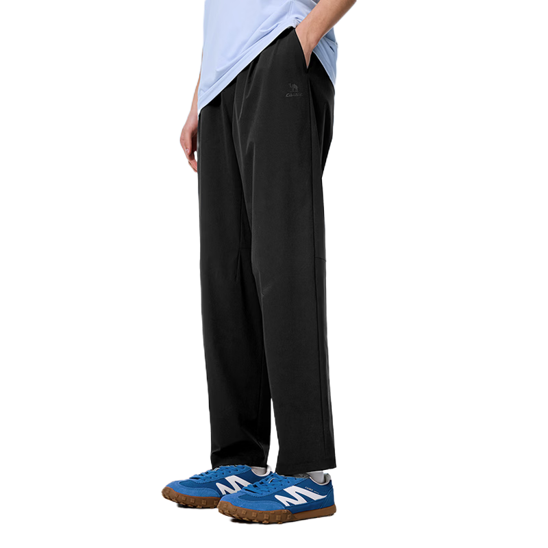 CAMEL Quick-Dry Men's Sports Pants Ice Cooling Sun Protection Straight Woven Casual Trousers C16BA6L6060 Phantom Black XL