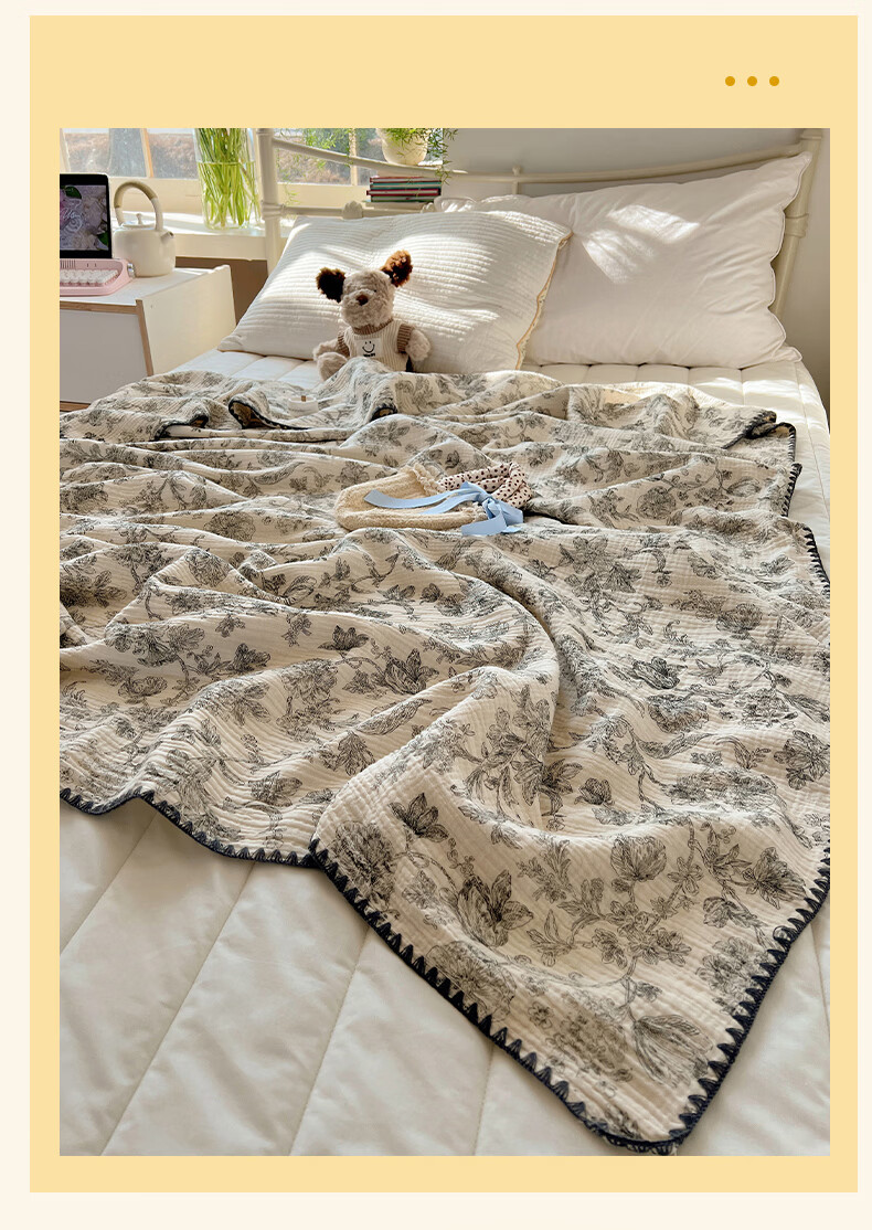 MUJI A-Class 100% Cotton Yarn Towel Blanket Quilt Four Seasons Air Conditioning Blanket Children's Nap Cover 150*200cm 7
