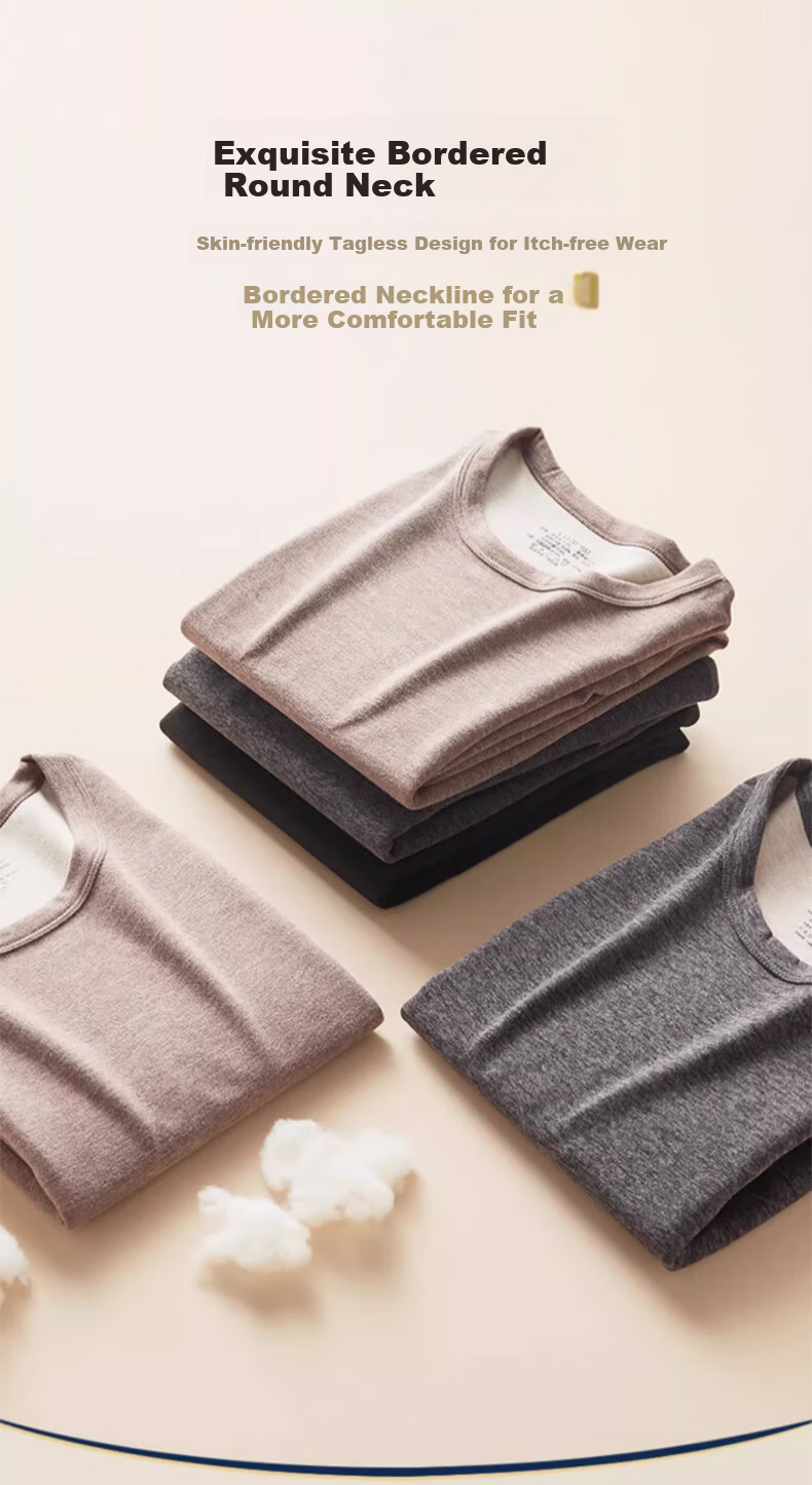 BOPRUIEY Men's Pure Cotton Thermal Underwear Set Autumn Winter Long Johns Cotton Base Layer Shirt and Pants 11