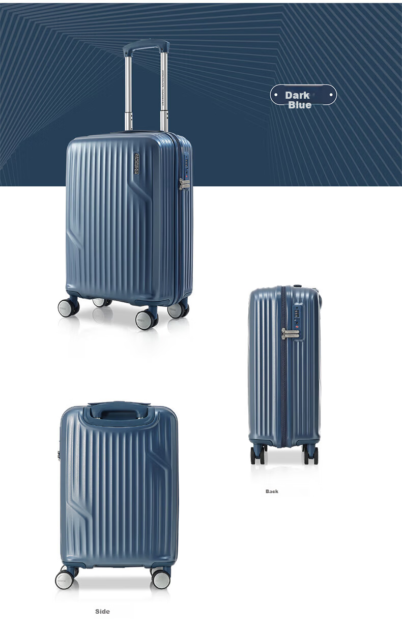 AMERICAN TOURISTER 20-inch Carry-on Luggage Men's Lightweight Trolley Travel Small Suitcase with Password Lock NM6*41001 Dark Blue 10