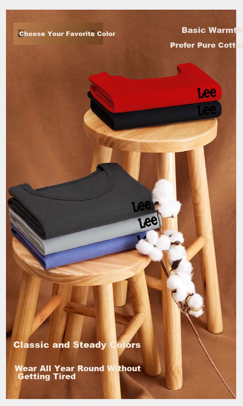 Lee Men's New Warm Set Pure Cotton Autumn Winter Thermal Underwear Windproof Base Layer Soft Heat-Retaining Innerwear 6