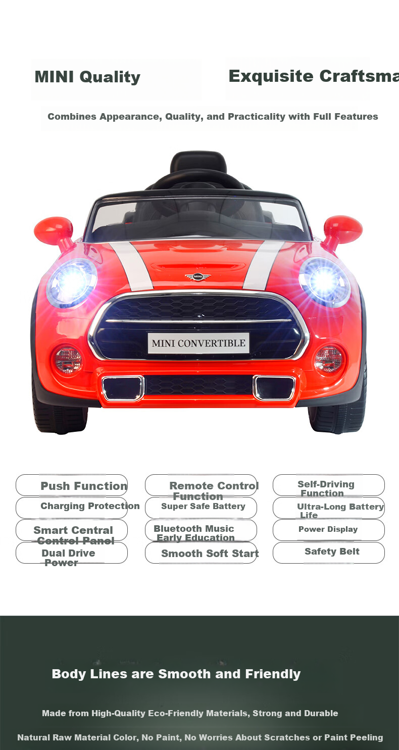 CHILOKBO MINI Kids Electric Ride-On Car Four-Wheel Remote Control Toy Car for Children Baby Push Ride Red Gift 9