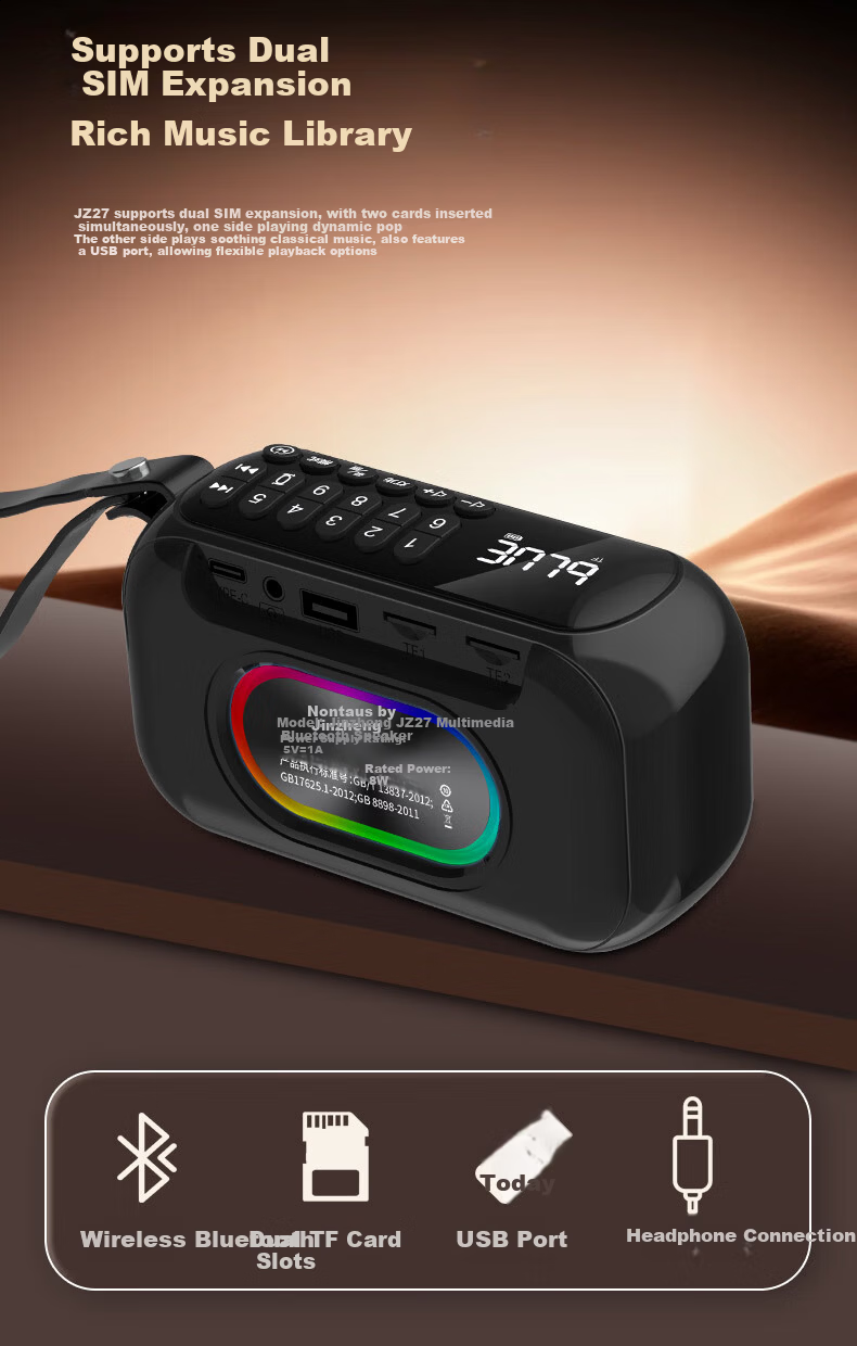 Jinzheng JZ27 2025 New Bluetooth Speaker Portable Outdoor Small Large Volume Square Dance Multifunction Player Card Slot Rechargeable Elderly Music Radio 18
