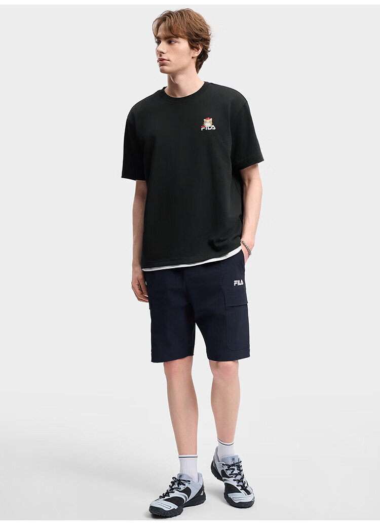 FILA Official 2026 Summer Couple Short Sleeve T-Shirt Casual Loose Fit Cotton Cat Knit Tee 61