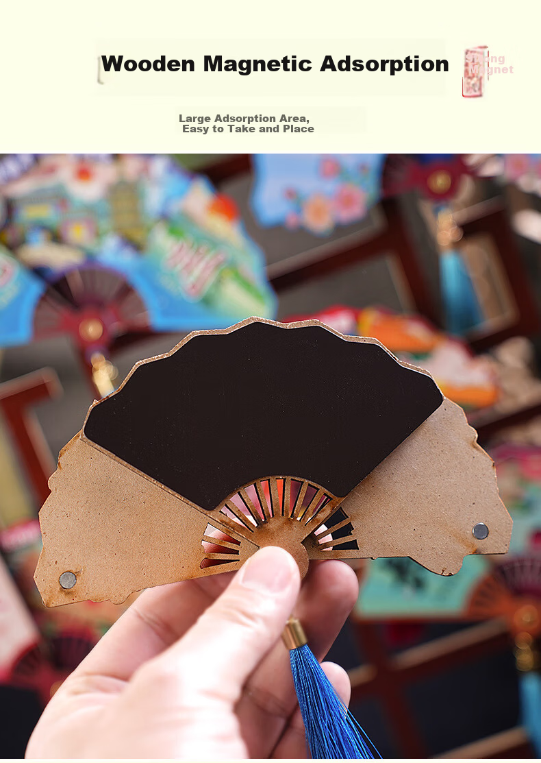 Yiju Changning China City Tourism Cultural Creative Refrigerator Magnet Souvenir Foldable Fan-Shaped Chongqing 5