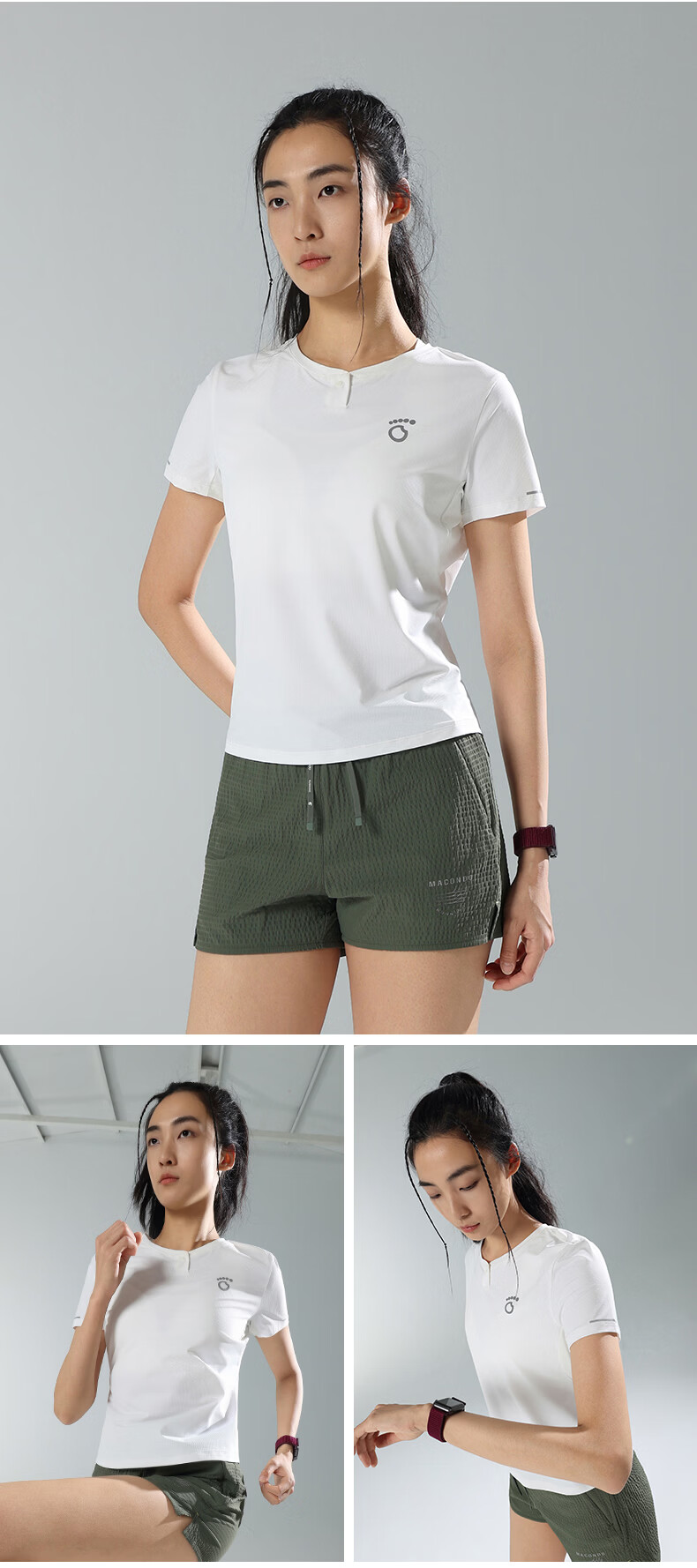Macondo 26 Spring Summer New Sports Running Henry Shirt Moisture-Wicking Quick-Dry Cooling Short Sleeve T-Shirt Silent Green Men 4XL 14