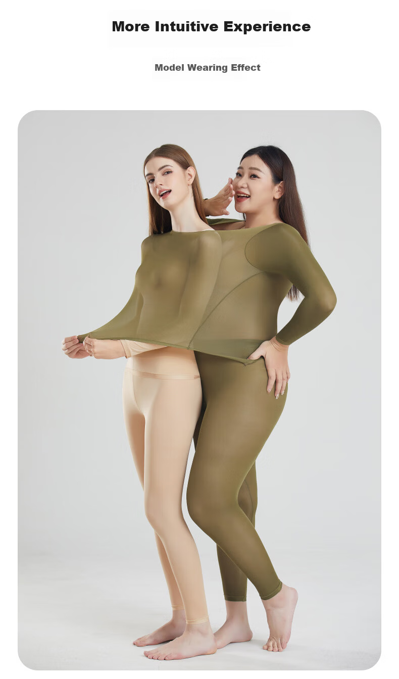 LangSha Women's Autumn Thermal Underwear Set Thin Knit Top and Bottom 10A Antibacterial Warm Base Layer Skin-Friendly Undershirt 19