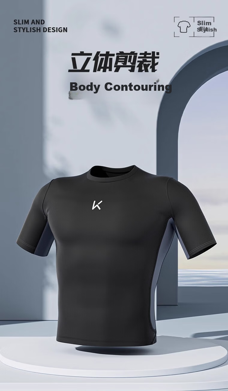 Keep Men's Swimwear Set Double-Layer Swim Shorts Sun Protection Anti-Embarrassment Professional Swimming Gear Full Black Set XL 2