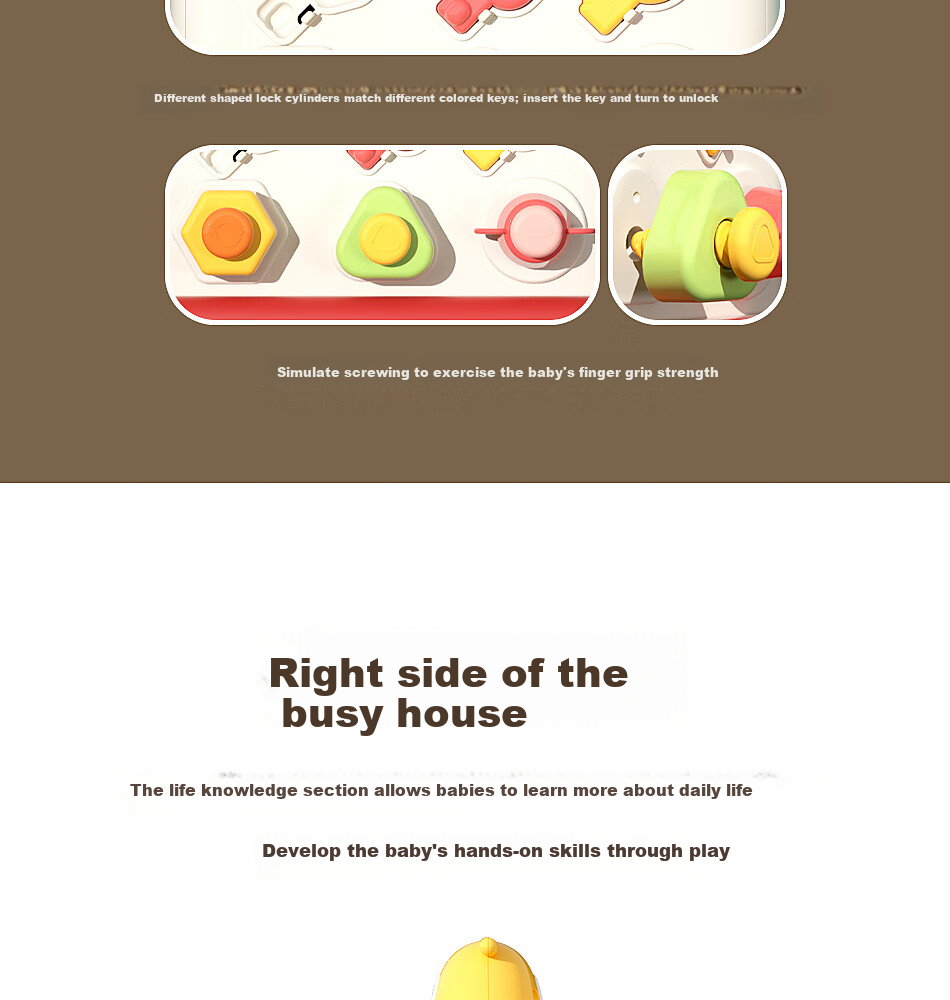 Xinge Montessori Busy Board Baby Educational Lock Toy Early Learning Activity Table Gift for Boys and Girls with Cake Box 8