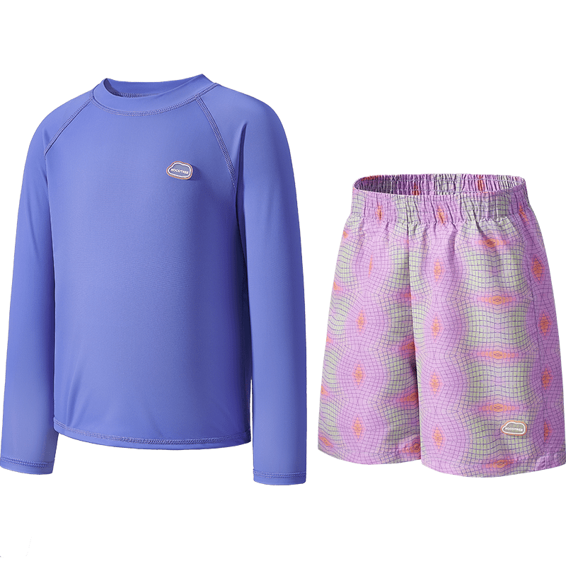 Kocotree KK Tree Kids Swimwear Original Yarn Sun Protection Long Sleeve Two-Piece Swimsuit for Boys and Girls, Durable for Thousands of Water Soaks, Parent-Child Style