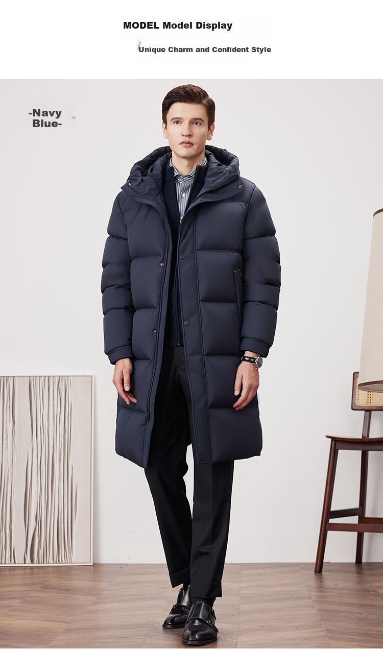 Shanshan Long Goose Down Winter Men's Down Jacket Double Warmth Three-Proof Hooded Windproof Temperature Lock Long Thickened 13